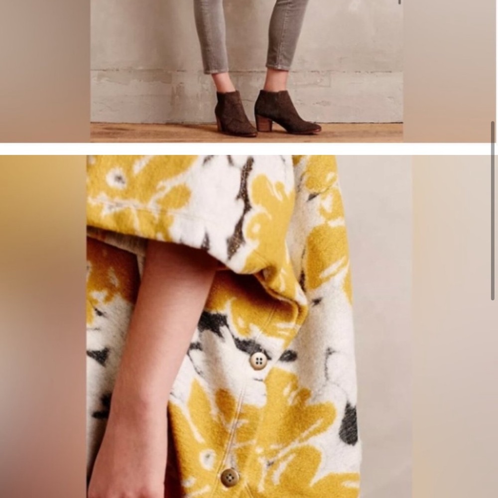 ANTHROPOLOGIE yellow Clustered Flora Cowl Neck Poncho by Saturday Sunday, M/L - Picture 3 of 9